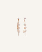 Aretes Largos Trendy Flores Beige