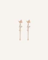 Aretes Largos Trendy Mariposas Dorado