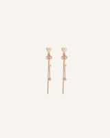 Aretes Largos Trendy Corazón y Llave Dorado
