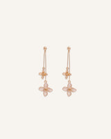 Aretes Largos Trendy Flores Beige