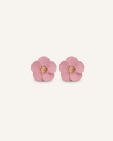 Aretes Grandes Trendy Flor Rosa