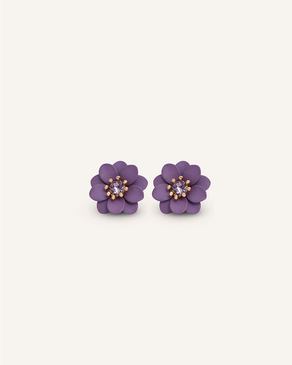 Aretes Trendy Flores Lila