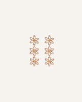 Aretes Largos Trendy Flores Dorado