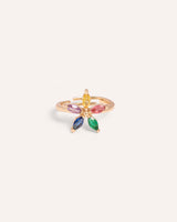 Anillo Premium Zircón Blossom Dorado