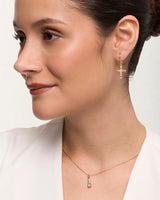 Aretes Argolla Premium Zircón Cruz Dorado