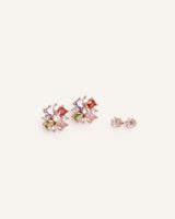 Set Aretes Premium Zircón Flower Shine Dorado