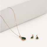 Set Collar + Arete Premium Zircón Verna Dorado – miniatura