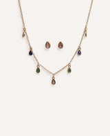 Set Collar + Arete Premium Zircón Gleam Dorado
