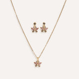 Set Collar + Arete Premium Zircón Mariposa Dorado – miniatura