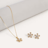 Set Collar + Arete Premium Zircón Flor Dorado – miniatura