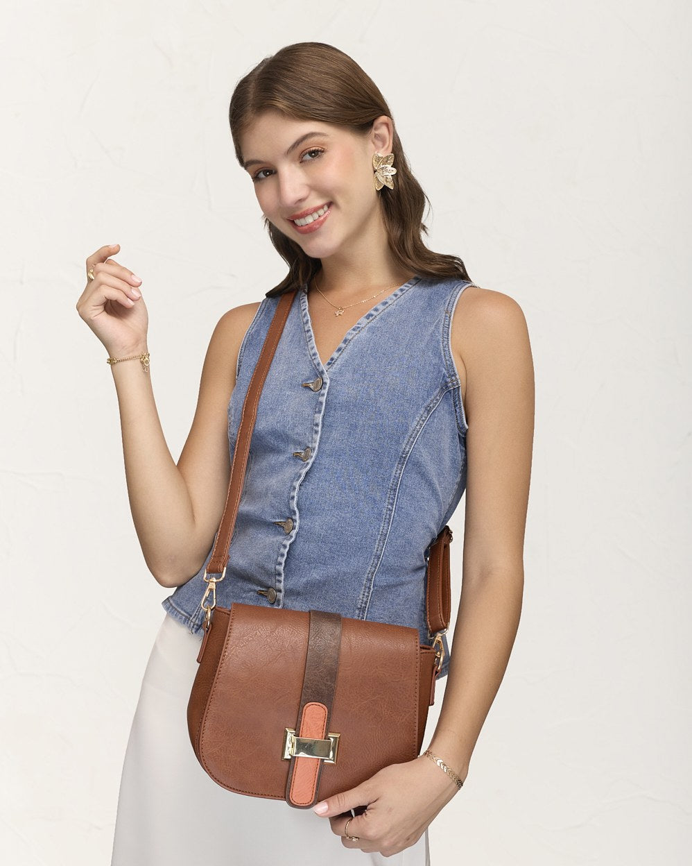 Cartera Morral Flap Sienna Marrón – foto 6