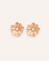 Aretes Grandes Trendy Flor Dorado
