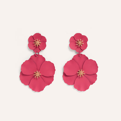 Aretes Largos Trendy Floral Fucsia