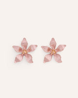 Aretes Grandes Trendy Flor Rosa