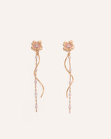 Aretes Largos Trendy Flor Rosa