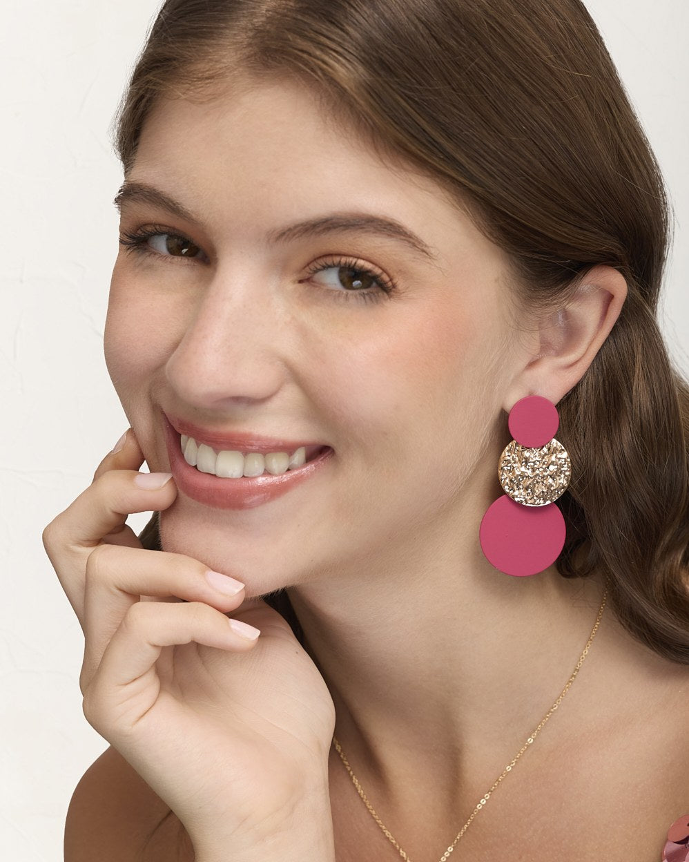 Aretes Grandes Trendy Chic Fucsia – vista 2