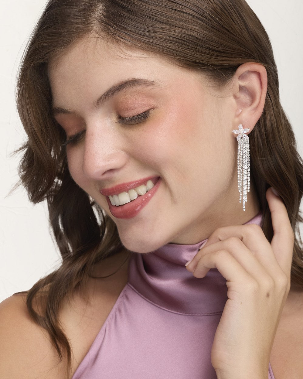 Aretes Largos Trendy Cetell Plateado