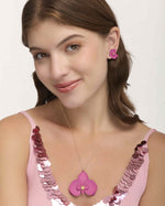 Set Collar + Arete Trendy Pétalos Fucsia – miniatura 2