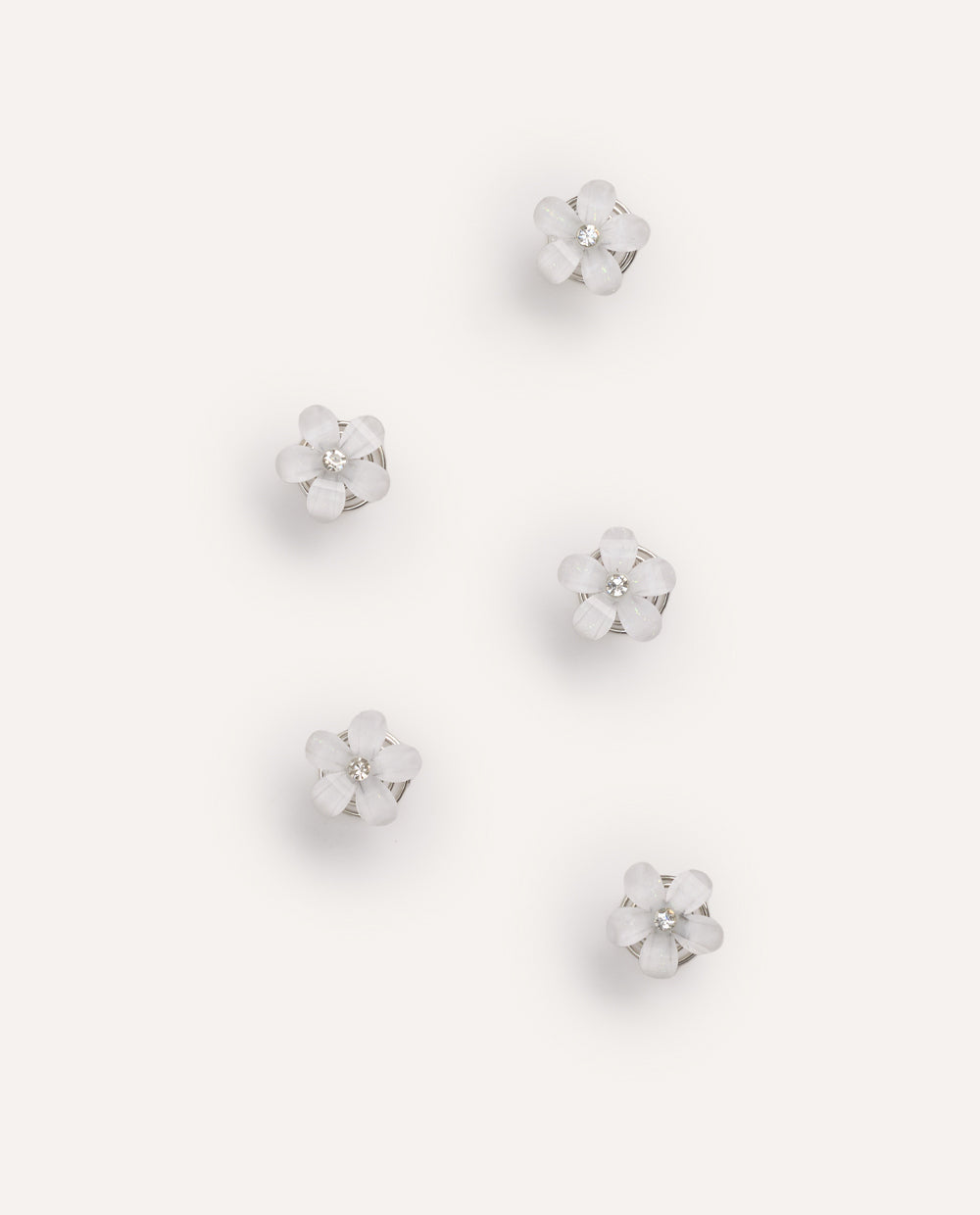 Mini Clips Diseño de Flor Blanco