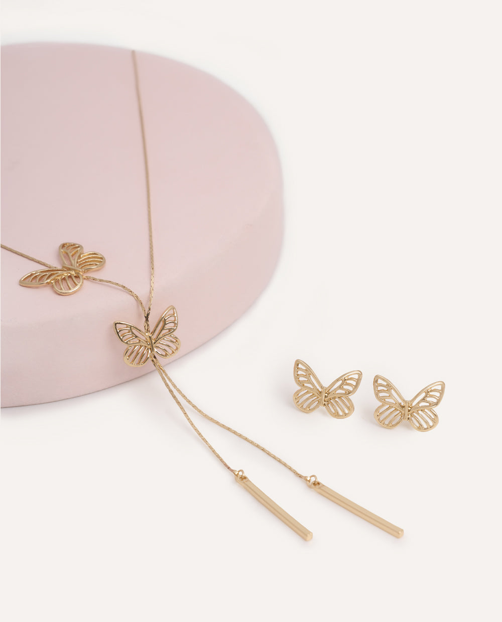 Set Collar + Arete Trendy Mariposas Dorado – vista 2
