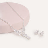 Set Collar + Arete Trendy Cristal Plateado – miniatura