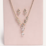 Set Collar + Arete Trendy Cristal Dorado – miniatura