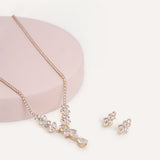 Set Collar + Arete Trendy Cristal Dorado – miniatura