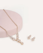 Set Collar + Arete Trendy Cristal Dorado – miniatura 2