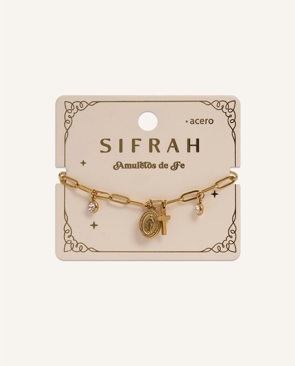 Pulsera de Acero Inoxidable Amuletos de Fe Dorado