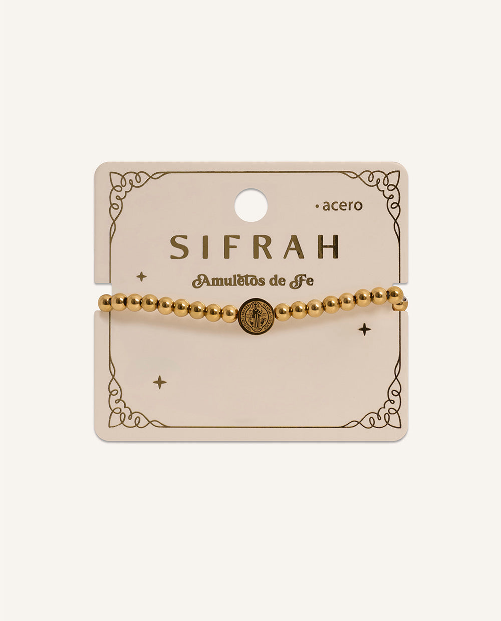 Pulsera de Acero Inoxidable Amuletos de Fe Dorado