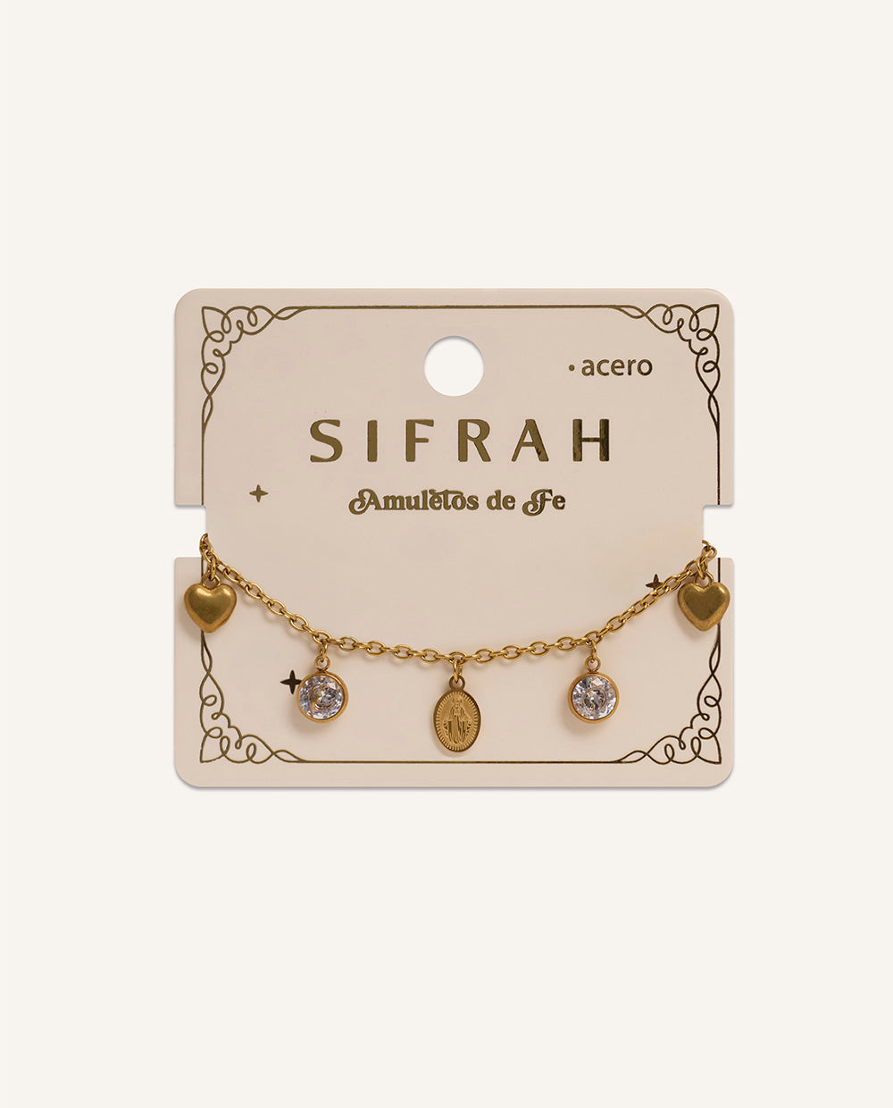 Pulsera de Acero Inoxidable Amuletos de Fe Dorado