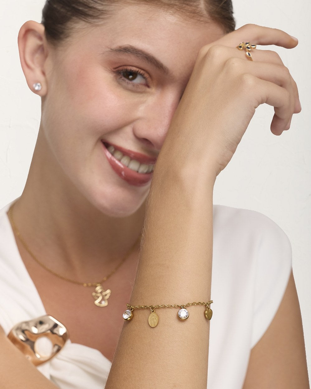 Pulsera de Acero Inoxidable Amuletos de Fe Dorado – foto 2