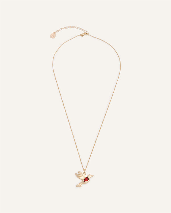 Collar Premium Bañado en Oro "Orgullo Mío" Colibrí Dorado