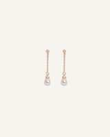 Aretes Largos Premium Bañado en Oro Pearl Dorado