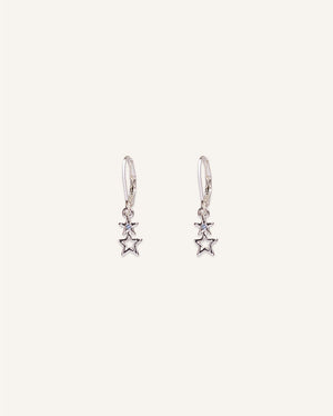 Aretes Largos Premium Bañado en Plata Estrellas