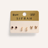 Set Aretes Premium Bañado en Oro Mariposa Dorado – miniatura