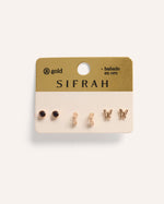 Set Aretes Premium Bañado en Oro Mariposa Dorado – miniatura 1