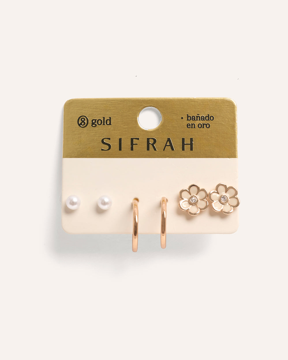 Set Aretes Premium Bañado en Oro Flor Dorado