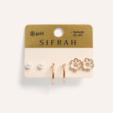 Set Aretes Premium Bañado en Oro Flor Dorado – miniatura