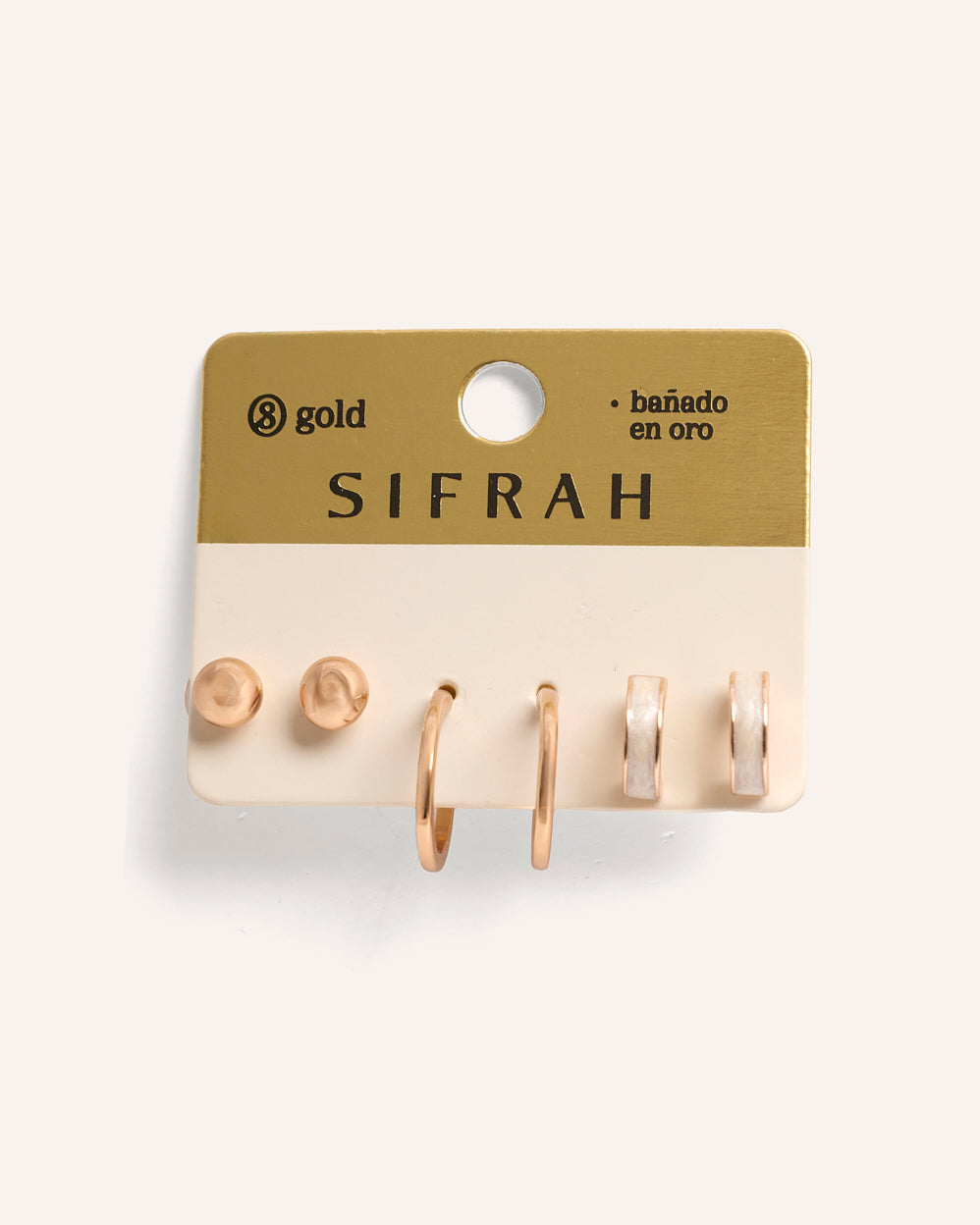 Set Aretes Premium Bañado en Oro Essential Dorado