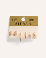Set Aretes Premium Bañado en Oro Essential Dorado – miniatura 1
