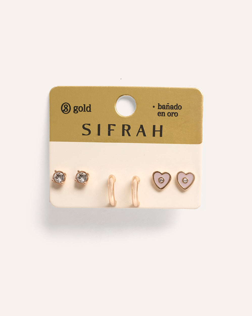 Set Aretes Premium Bañado en Oro Heart Dorado