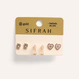 Set Aretes Premium Bañado en Oro Heart Dorado – miniatura