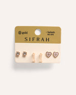 Set Aretes Premium Bañado en Oro Heart Dorado – miniatura 1