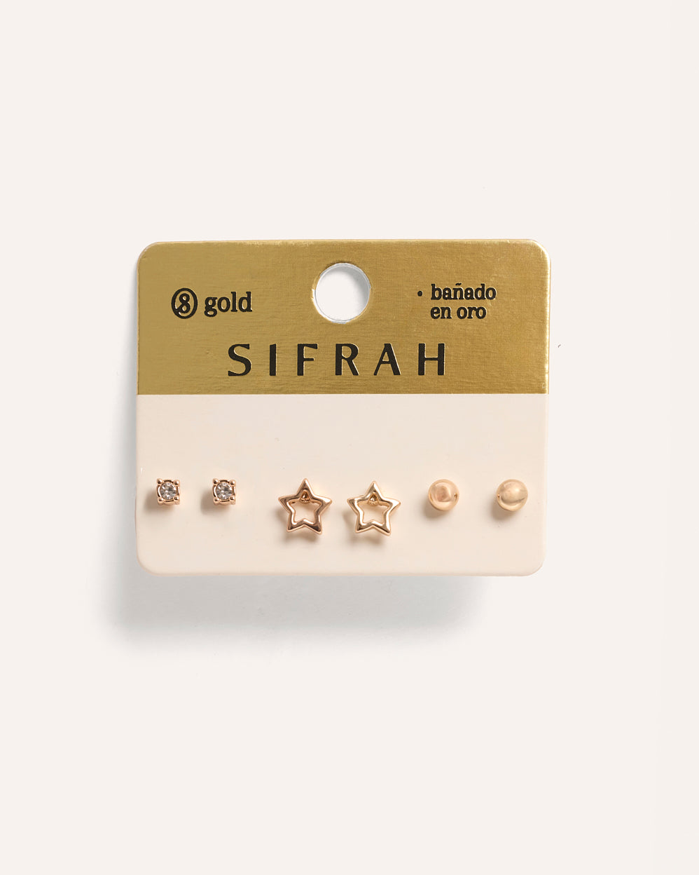 Set Aretes Premium Bañado en Oro Star Dorado