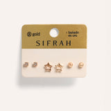 Set Aretes Premium Bañado en Oro Star Dorado – miniatura