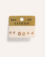 Set Aretes Premium Bañado en Oro Star Dorado – miniatura 1