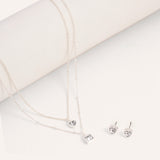 Set Collar + Arete Premium Bañado en Plata Doble Cadena Heart – miniatura