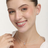 Set Collar + Arete Premium Bañado en Plata Doble Cadena Heart – miniatura