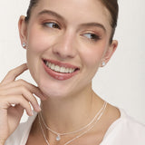 Set Collar + Arete Premium Bañado en Plata Doble Cadena Heart – miniatura
